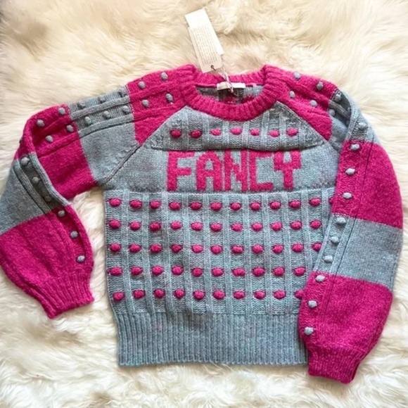 New! LOVESHACKFANCY Fancy Ellyn Pom Pom Crewneck Pullover Sweater - Picture 8 of 14